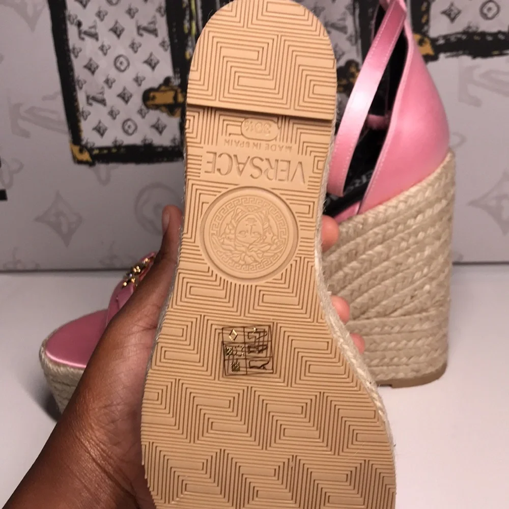 New Authentic Versace Satin Wedges – Glamorous Crystal Detail